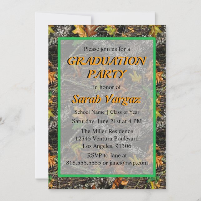 Camo Graduation Party Invitation (Front)