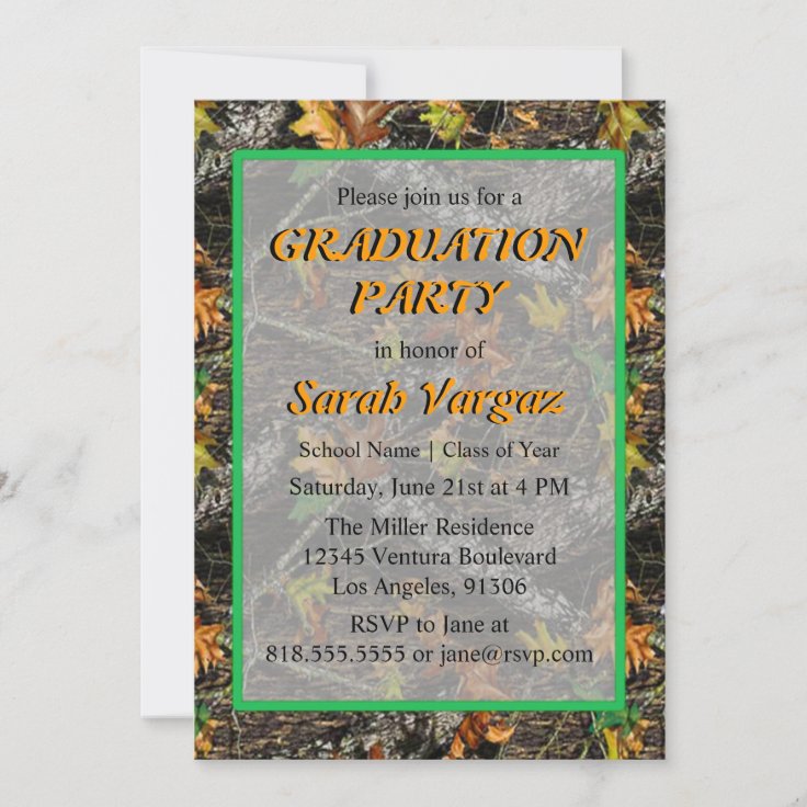 Camo Graduation Party Invitation Zazzle