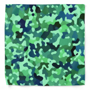 Camo Green and Blue Abstract Pattern Bandana