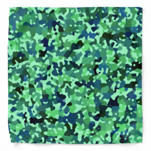 Camo Green and Blue Abstract Pattern Bandana