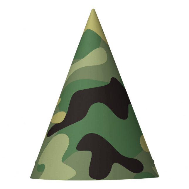 Camo Green | Army Birthday Party Hat (Front)