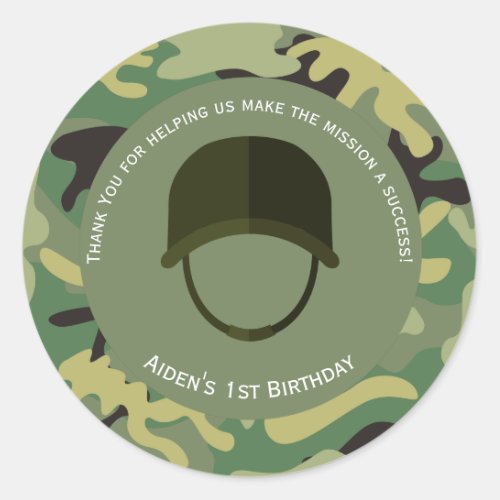 Camo Green  Army Birthday Sticker