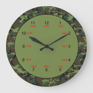 Camo Green Military Time Wall Clock