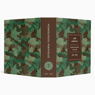 Camo Green Personalized Name Homeschool Portfolio 3 Ring Binder