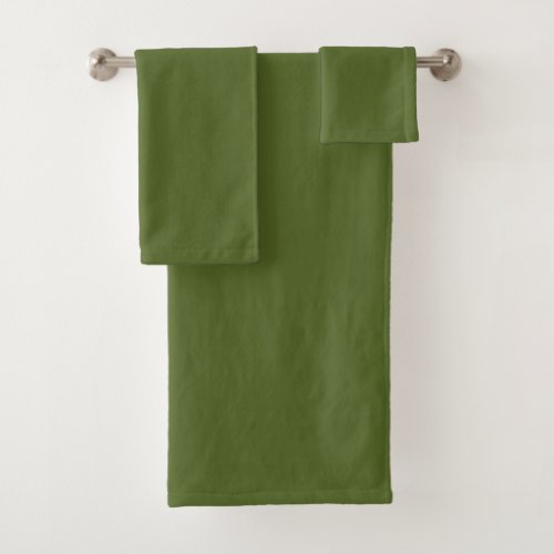 Camo green solid color bath towel set