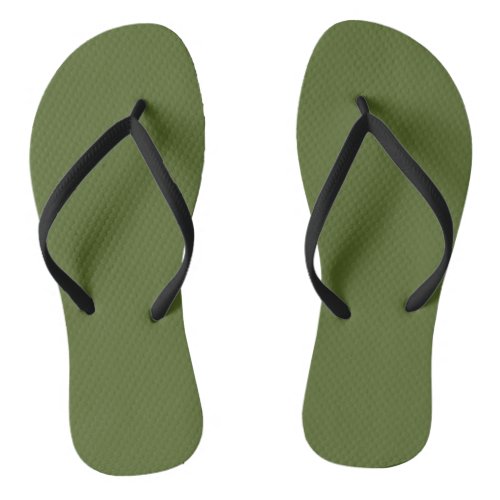 Camo green solid color flip flops