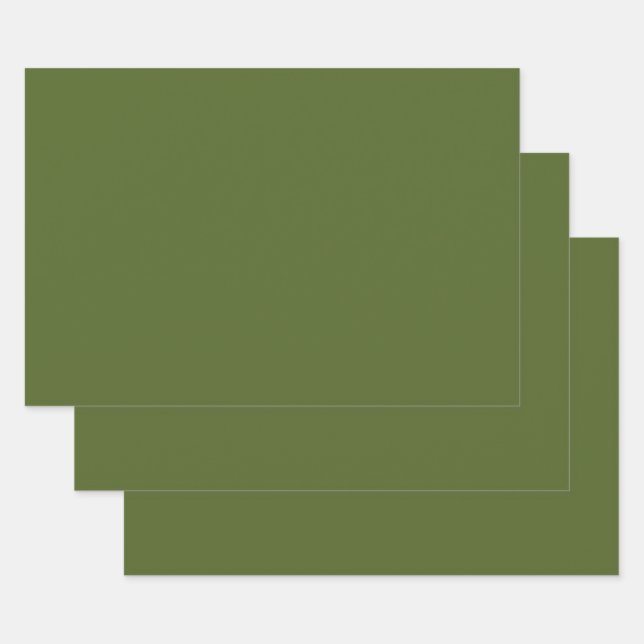 Camo green (solid color) wrapping paper sheets (Set)