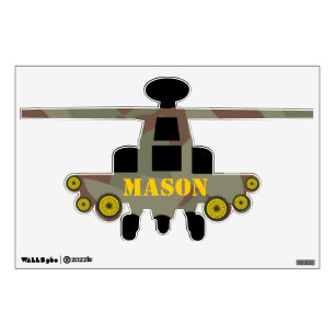 Camo Green Yellow Helicopter Wall Decal