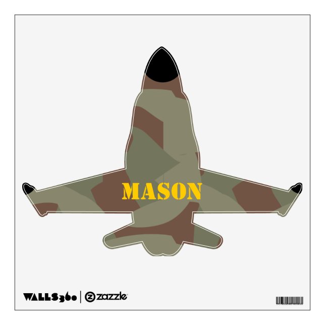 Camo Green Yellow Helicopter Wall Decal (Front)