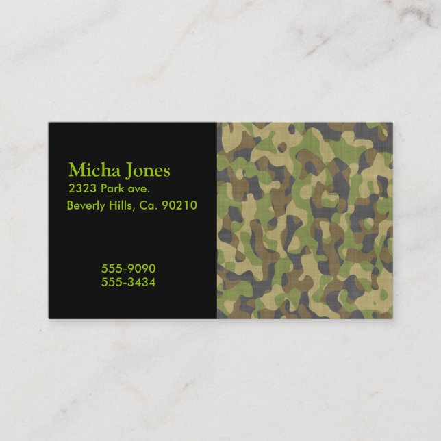 Camo Greens & Browns Business Card (Front)