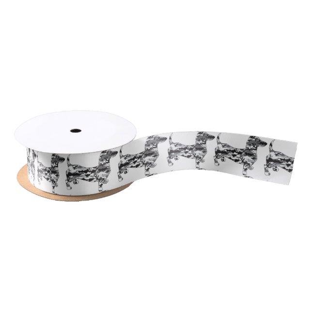 Camo-Grey-Doxie Satin Ribbon (Spool)