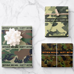 Camo Happy Birthday Personalize Name & Text 3 Wrapping Paper Sheets<br><div class="desc">Camo Happy Birthday Personalize Name & Text 3 Wrapping Paper Sheets</div>
