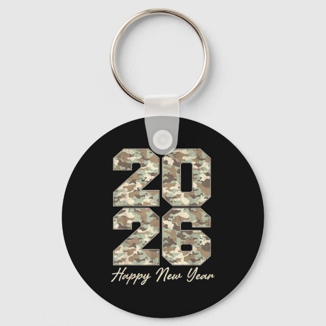 Camo Happy New Year Party 2026 Family Matching Cos Keychain (Front)