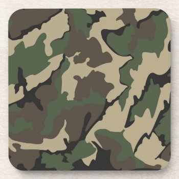 Camo  Hard Plastic Coasters / Cork Back Set Of 6 by StormythoughtsGifts at Zazzle