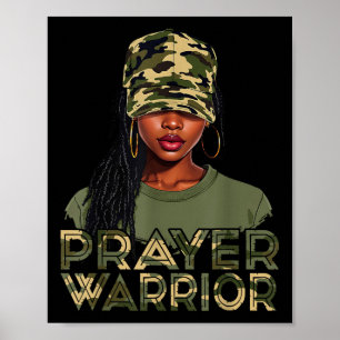 Camo Hat Prayer Warrior God Jesus Christian Black  Poster