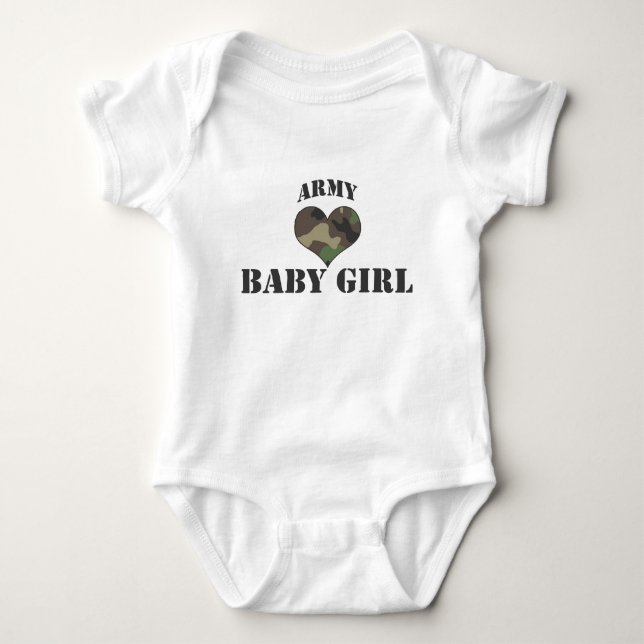Camo Heart Army Baby Girl T-Shirt Baby Bodysuit (Front)