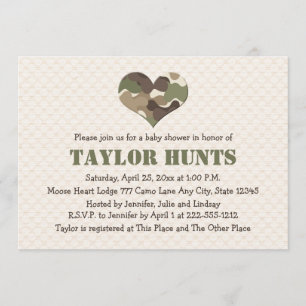 Camo Heart Baby Shower Invitations