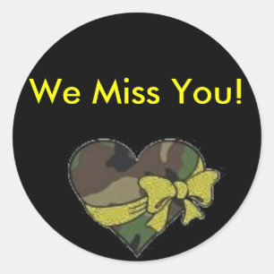 camo heart, We Miss You! Classic Round Sticker