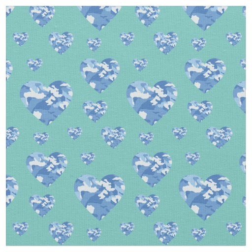 Camo Hearts Blue Boys Country Camouflage Fabric