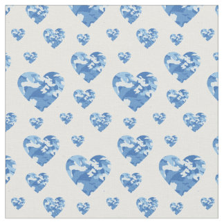 Camo Hearts Blue Boys Country Camouflage Fabric