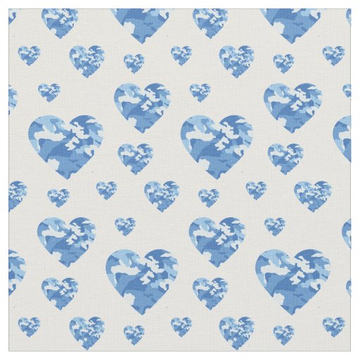 Camo Hearts Blue Boys Country Camouflage Fabric