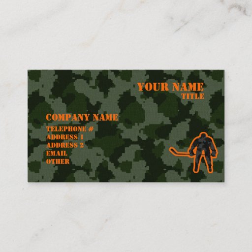 Customizable Camo Hockey Business Cards