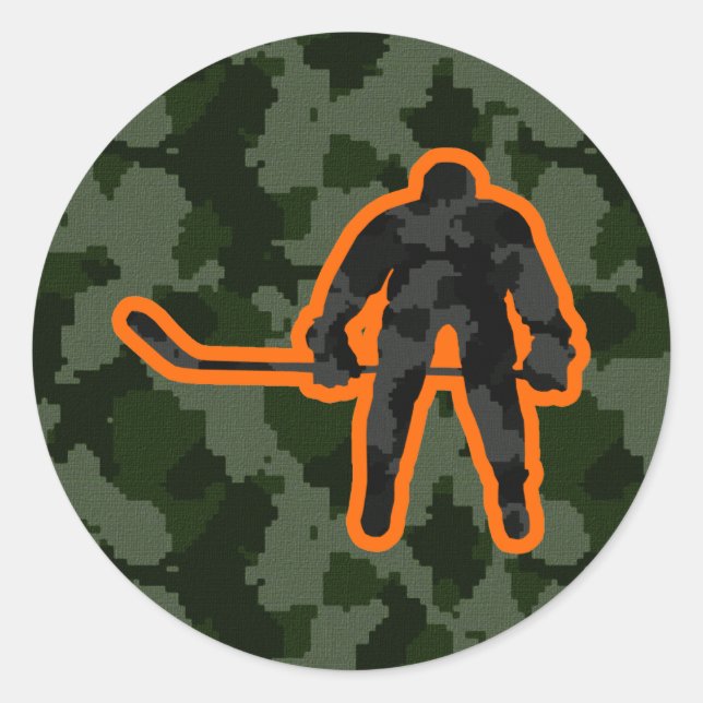 Camo Hockey Classic Round Sticker (Front)