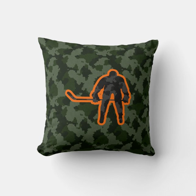 Camo Hockey Throw Pillow (Front)