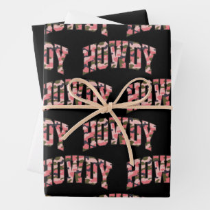 Camo Howdy Pink Preppy Camouflage Christmas Wrapping Paper Sheets