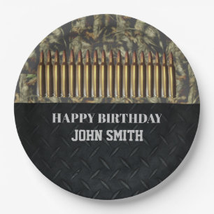 Camo Hunting Ammo Birthday Party Men's Plates