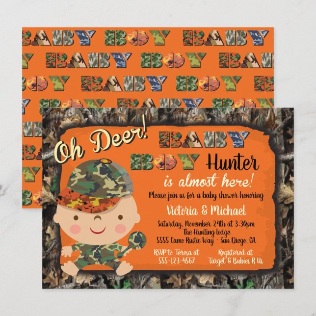 Camo Hunting Baby Shower Invitations (Front/Back)
