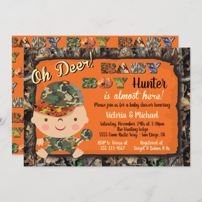 Camo Hunting Baby Shower Invitations Zazzle Com