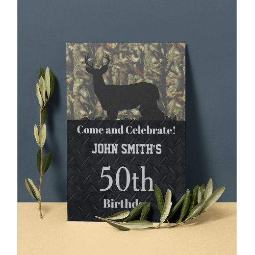 Camo Hunting Birthday Party Men's Invitations