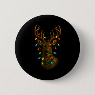 Camo Hunting Reindeer Deer Christmas Holiday Xmas  Button