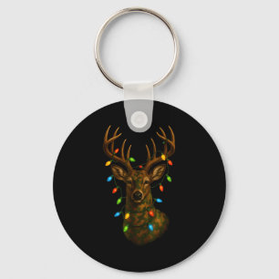 Camo Hunting Reindeer Deer Christmas Holiday Xmas Keychain