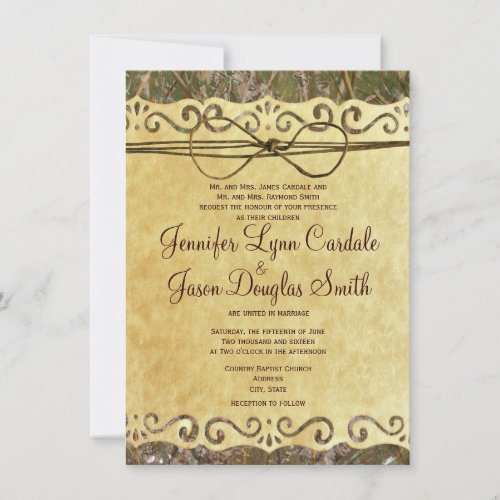 Camo Hunting Vintage Paper Wedding Invitation