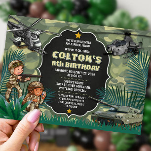 Camo Invitation, Kids Army Game Birthday party Invitation