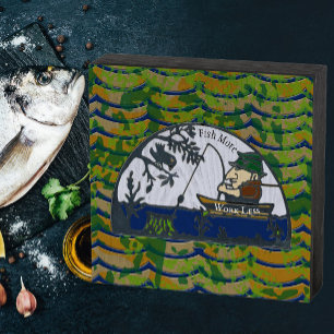 Camo Iron Fishing Man  Wooden Box Sign