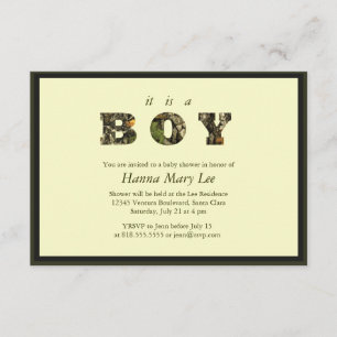 Camo It's A Boy Baby Shower Invitation