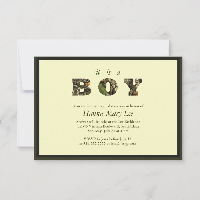 Camo It's A Boy Baby Shower Invitation (Front)