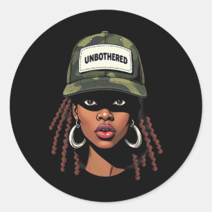 Camo Juneteenth Unbothered Black Girl Loc'd _7 Classic Round Sticker