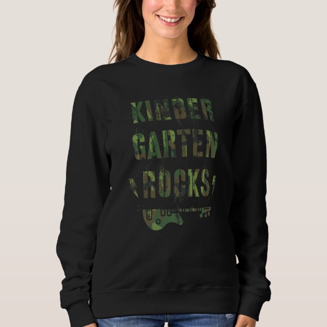 Camo Kindergarten Rocks Teacher Squad Kinder Pink  Sweatshirt (Front)