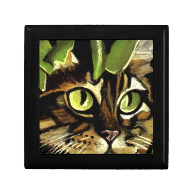 Camo Kitty Wood and Tile Box (Front)
