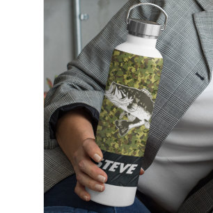 Camo Largemouth Bass Fishing Name Sports Water Bot Water Bottle
