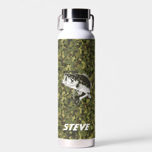 Camo Largemouth Bass Fishing Name Sports Water Bottle