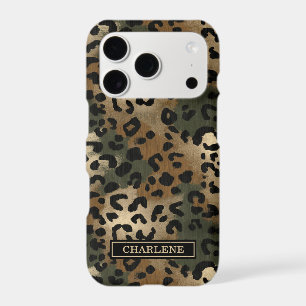 Camo Leopard Print Monogrammed iPhone 17 Pro Case