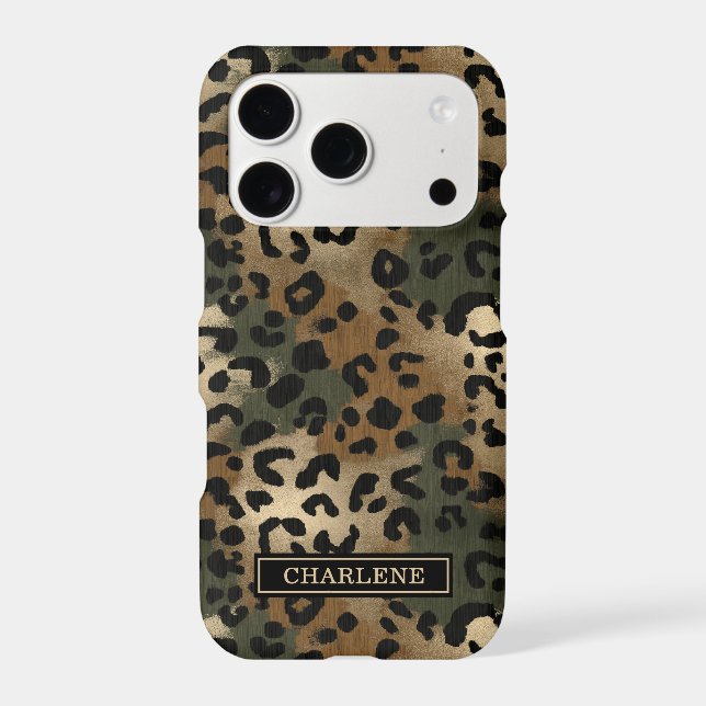 Camo Leopard Print Monogrammed Case-Mate iPhone Case (Back)