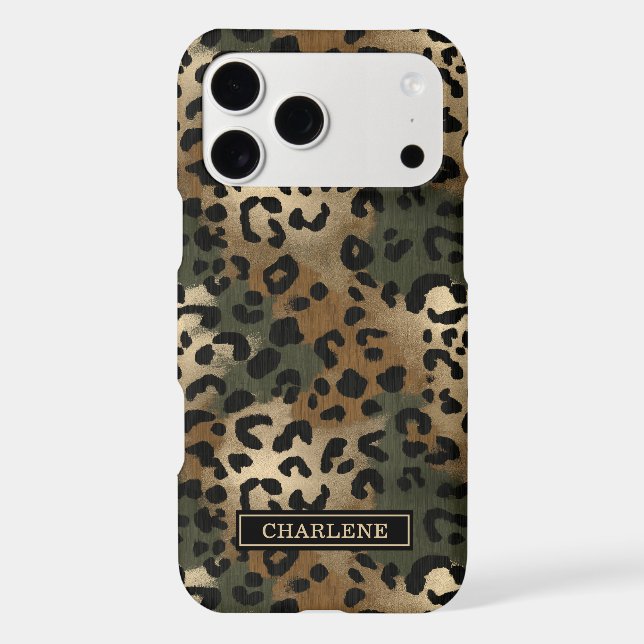 Camo Leopard Print Monogrammed Case-Mate iPhone Case (Back)