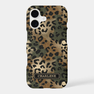 Camo Leopard Print Monogrammed iPhone 17 Case