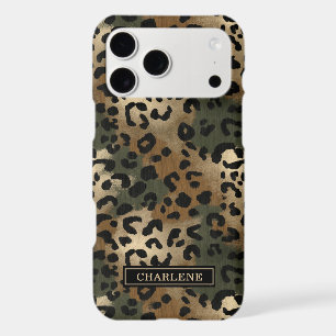 Camo Leopard Print Monogrammed iPhone 17 Pro Max Case
